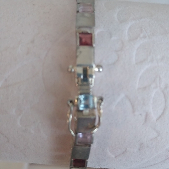 Sterling Silver Multicolor Stones Rainbow Pride Tennis Bracelet DJB 925 - Picture 5 of 9